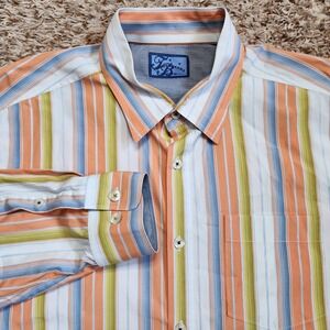 Tommy Bahama Denim Multicolor Striped Men Sz‎ XL Oxford Long Sleeve Button Up